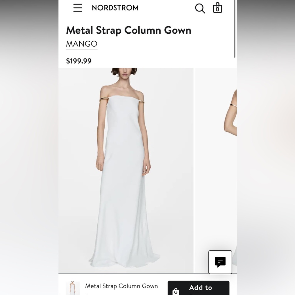 Metal Strap Column Gown White